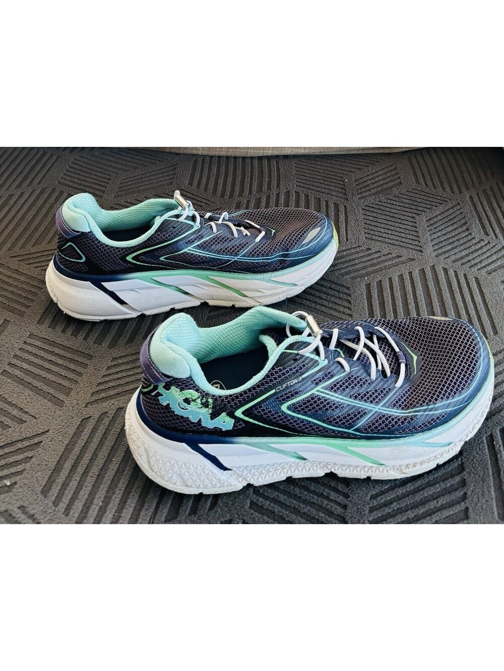Hoka One One Clifton 3 Women's Running Shoes Blue- Size 10-Dr Scholl’s Inserts